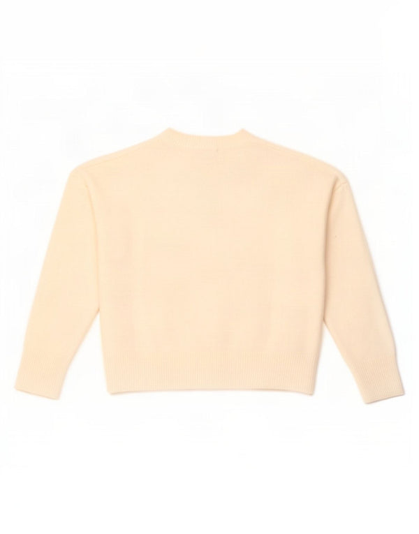 Zara Pull surdimensionné à col rond pour femme UK 10 Small Blanc cassé