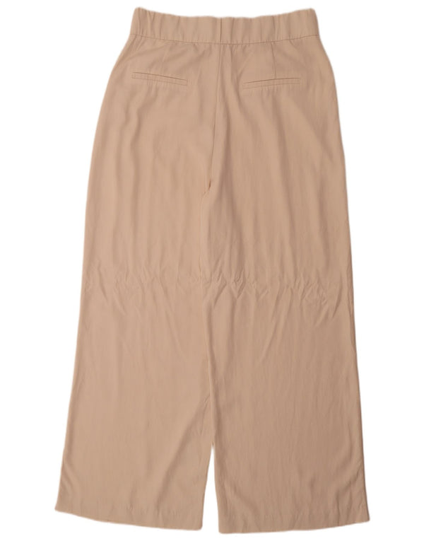 Zara Pantalon Chino Taille Haute Jambe Large Femme XL W32 L32 Beige Lyocell
