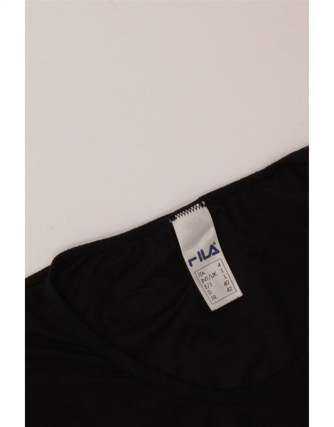 FILA Femme T-Shirt Top UK 14 Large Noir Polyamide