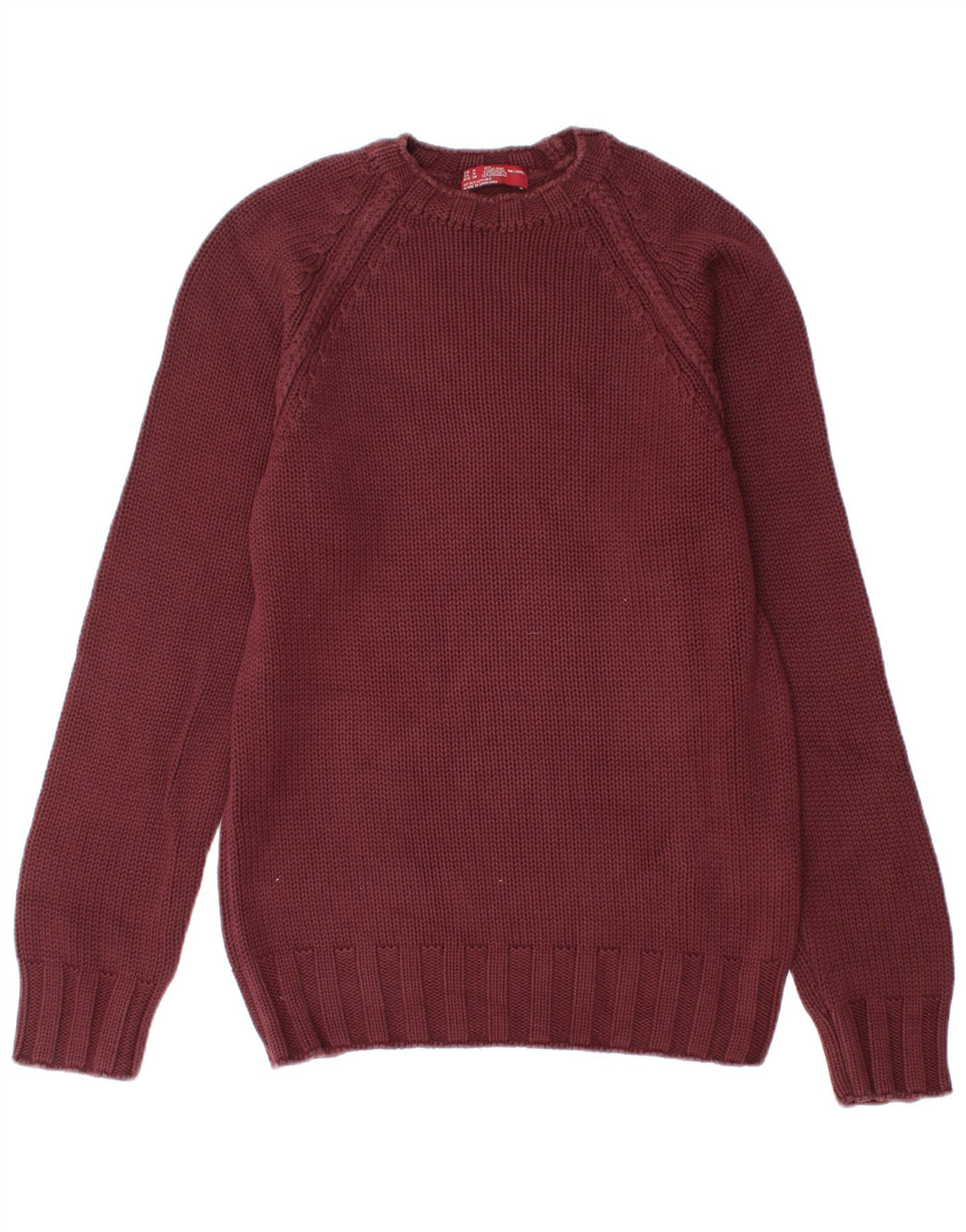 Zara Pull à col rond pour homme en coton bordeaux moyen
