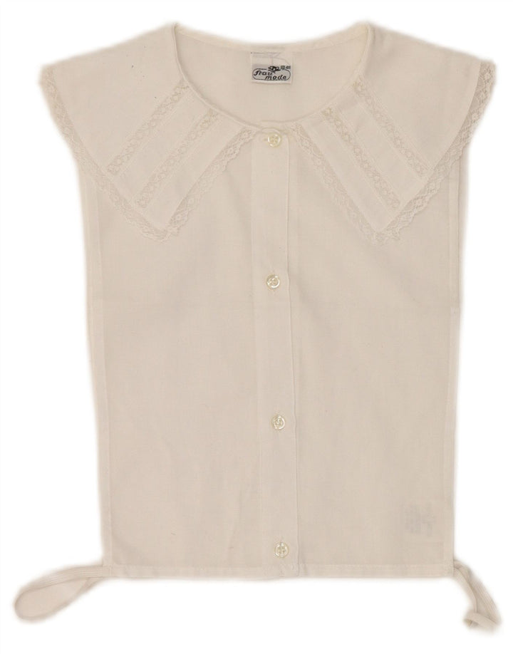 vintage Femme Chemise Sans Manches Blouse IT 46 Grand Polyester Blanc
