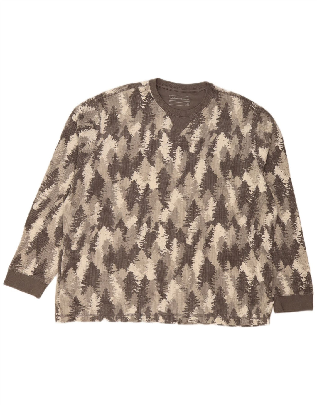 EDDIE BAUER Haut à motif abstrait pour hommes à manches longues 2XL en coton gris