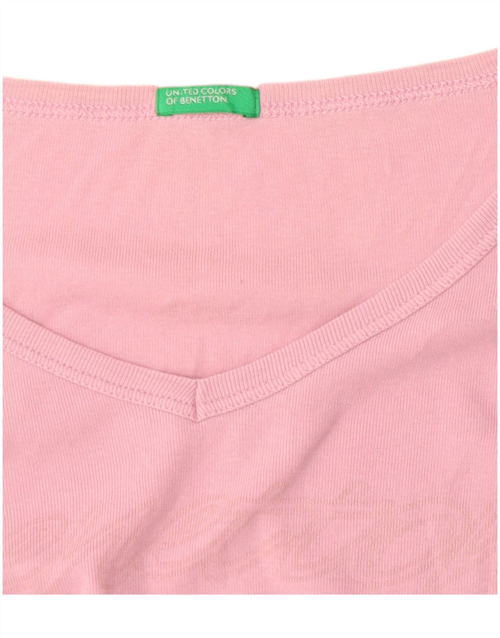 Benetton Haut graphique à manches longues pour femme UK 12 Rose moyen