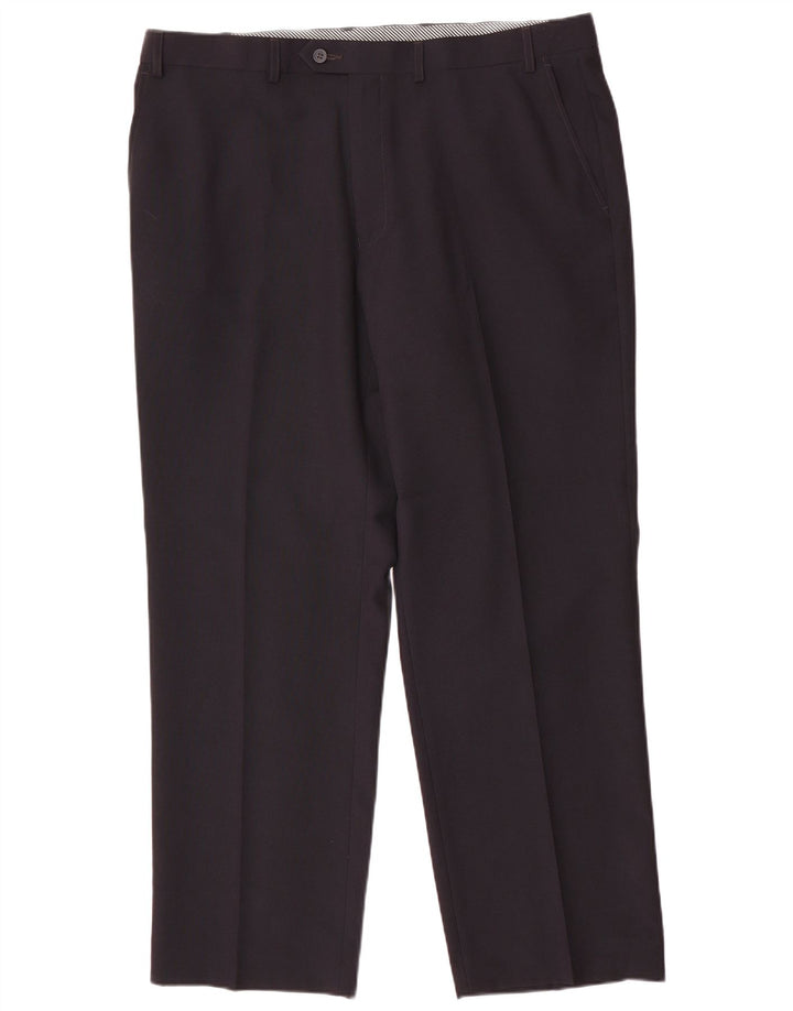 Marks & Spencer Pantalon de Costume Droit Homme W40 L31 Bleu Marine Polyester