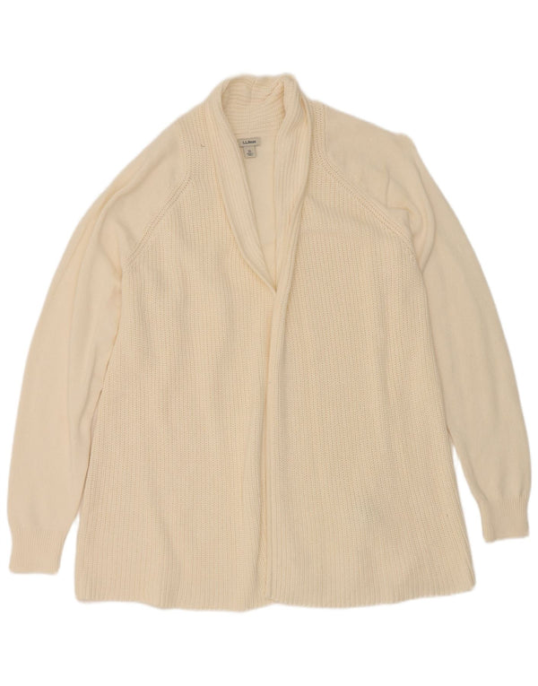 L.L.Bean Pull Cardigan Ouvert pour Femme UK 18 XL Coton Blanc cassé