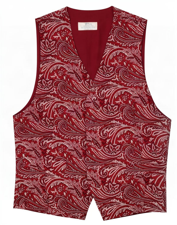 Gilet homme vintage Petite soie Paisley rouge