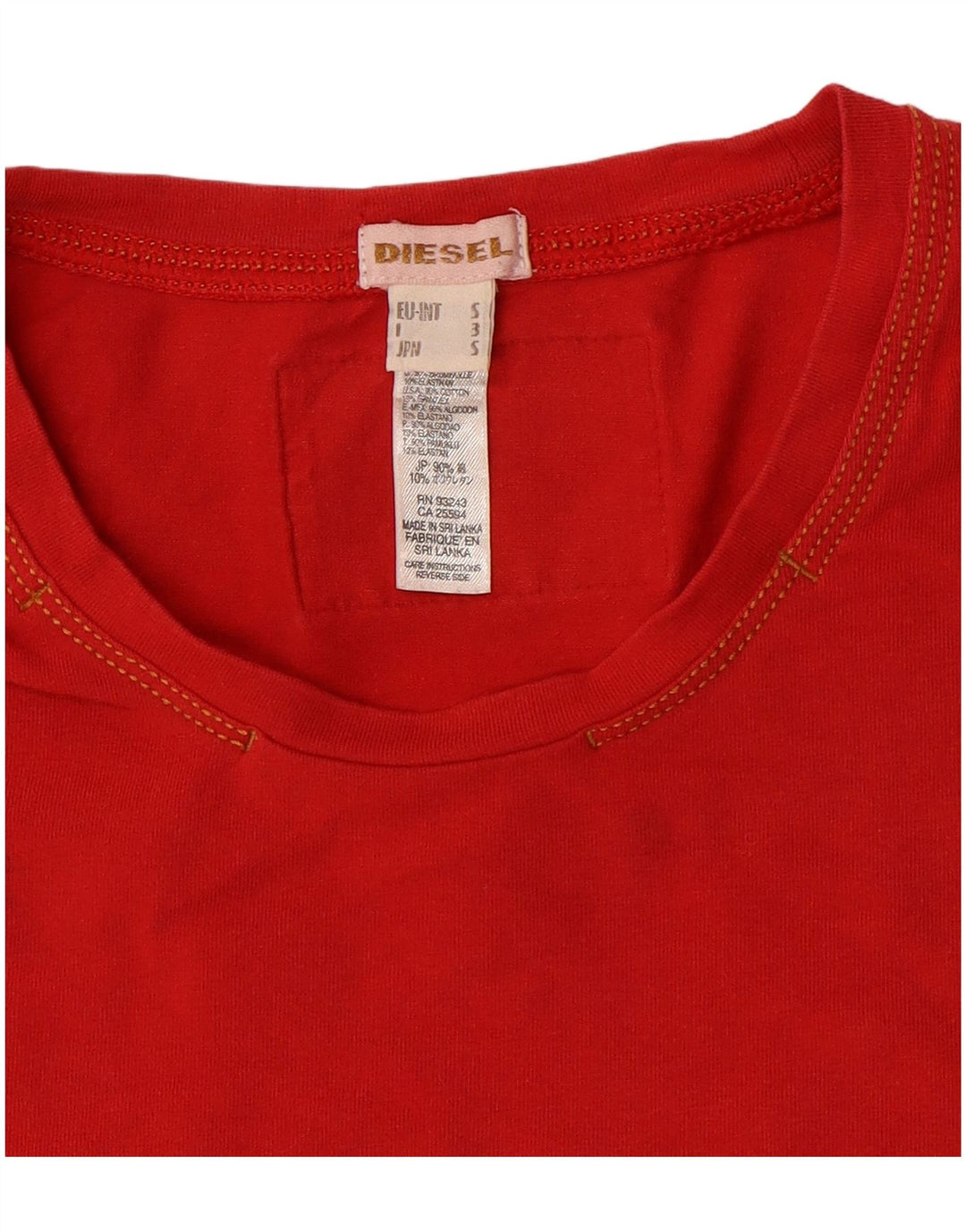 DIESEL T-Shirt Femme Top UK 10 Petit Rouge Coton