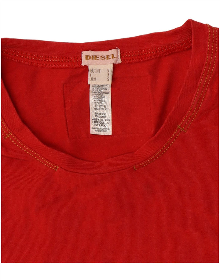 DIESEL T-Shirt Femme Top UK 10 Petit Rouge Coton