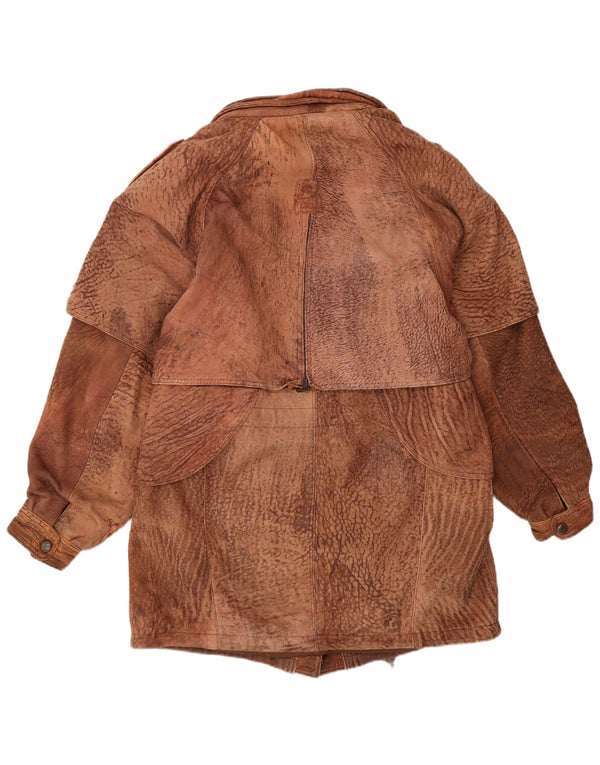 manteau en cuir femme vintage UK 14 Brun moyen