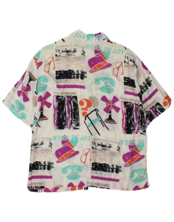 chemise graphique femme vintage UK 14 Grand patchwork multicolore