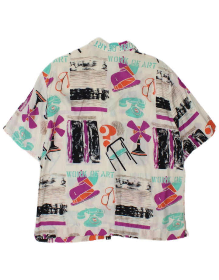 chemise graphique femme vintage UK 14 Grand patchwork multicolore