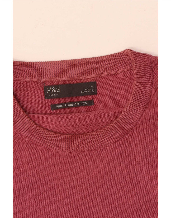 Marks & Spencer Pull à col rond pour homme en coton rouge Taille L