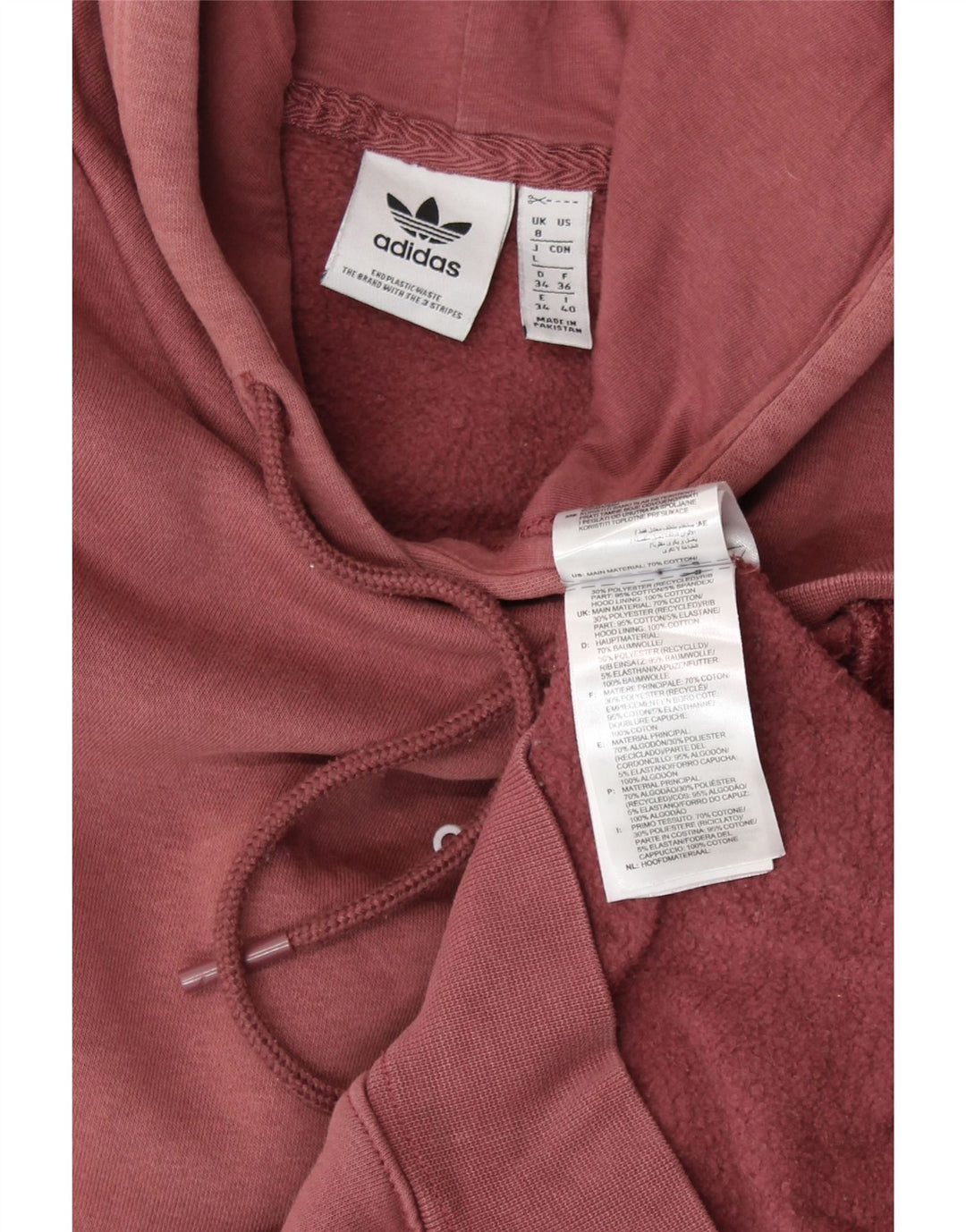 ADIDAS Pull à capuche surdimensionné graphique pour femme UK 8 Petit coton rose