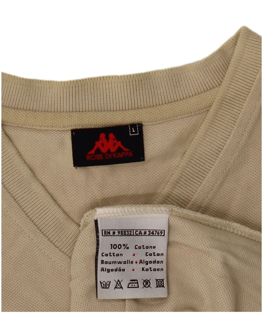 Kappa T-Shirt Homme Top Large Beige Coton