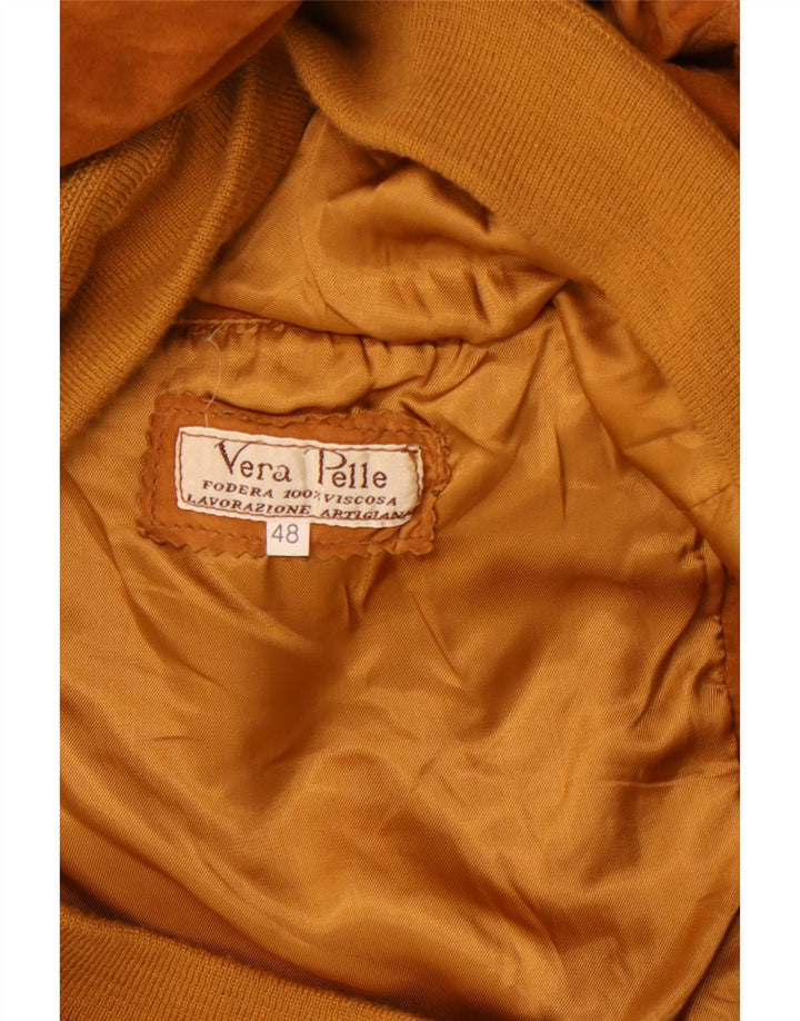 LAVORAZIONE ARTIGIANA Blouson Bomber En Daim Homme IT 48 Cuir Marron Moyen