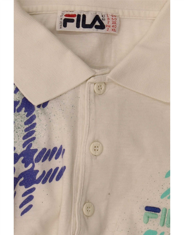 Fila Polo Homme IT 50 Medium Blanc Géométrique