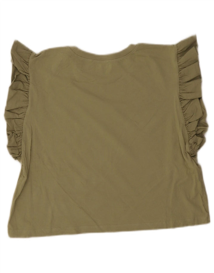 Zara Womens Crop Top UK 12 Vert Moyen