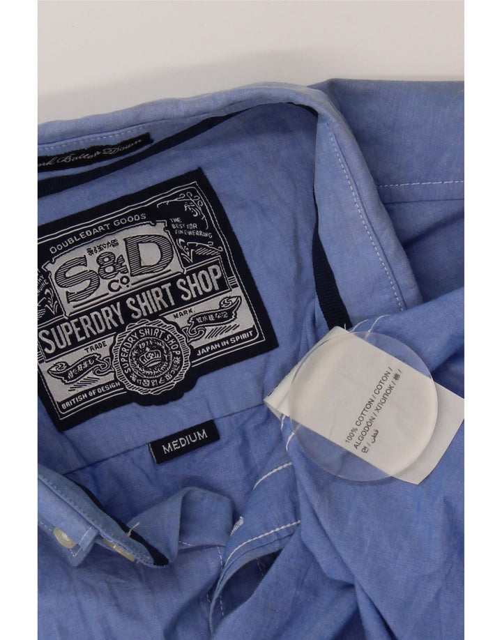 Superdry Chemise à Manches Courtes Homme Bleu Moyen Coton