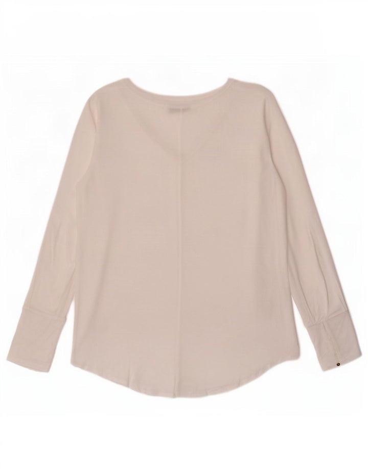 Massimo Dutti Haut transparent à manches longues pour femme UK 12 Lyocell blanc moyen