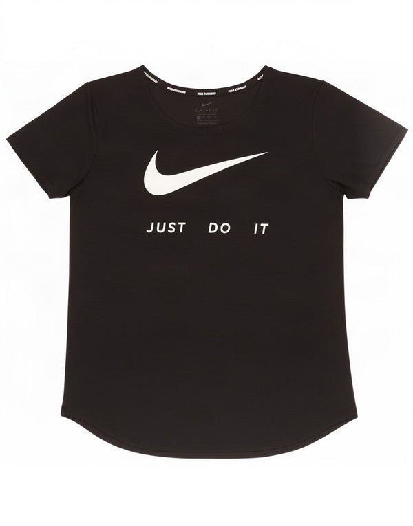 Nike Womens Dri Fit Graphic T-Shirt Top UK 6 XS Noir Polyester