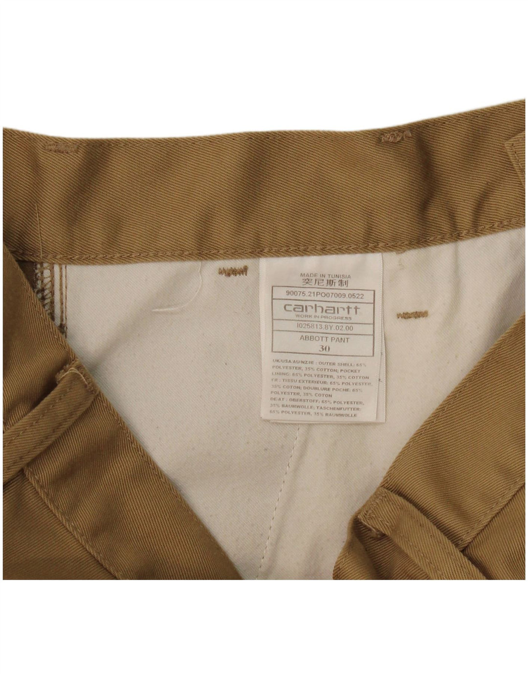 Carhartt Pantalon Chino Pegged Homme W30 L27 Beige Polyester