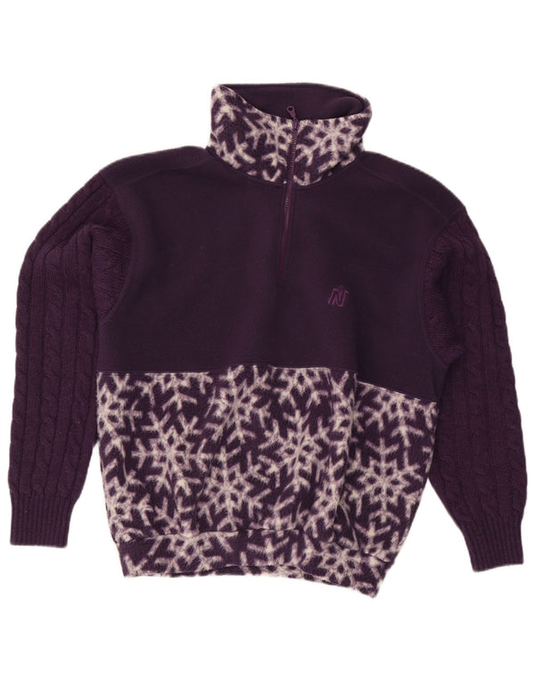 Nordica Pull polaire surdimensionné à motif abstrait pour femme UK 10 Petit Violet