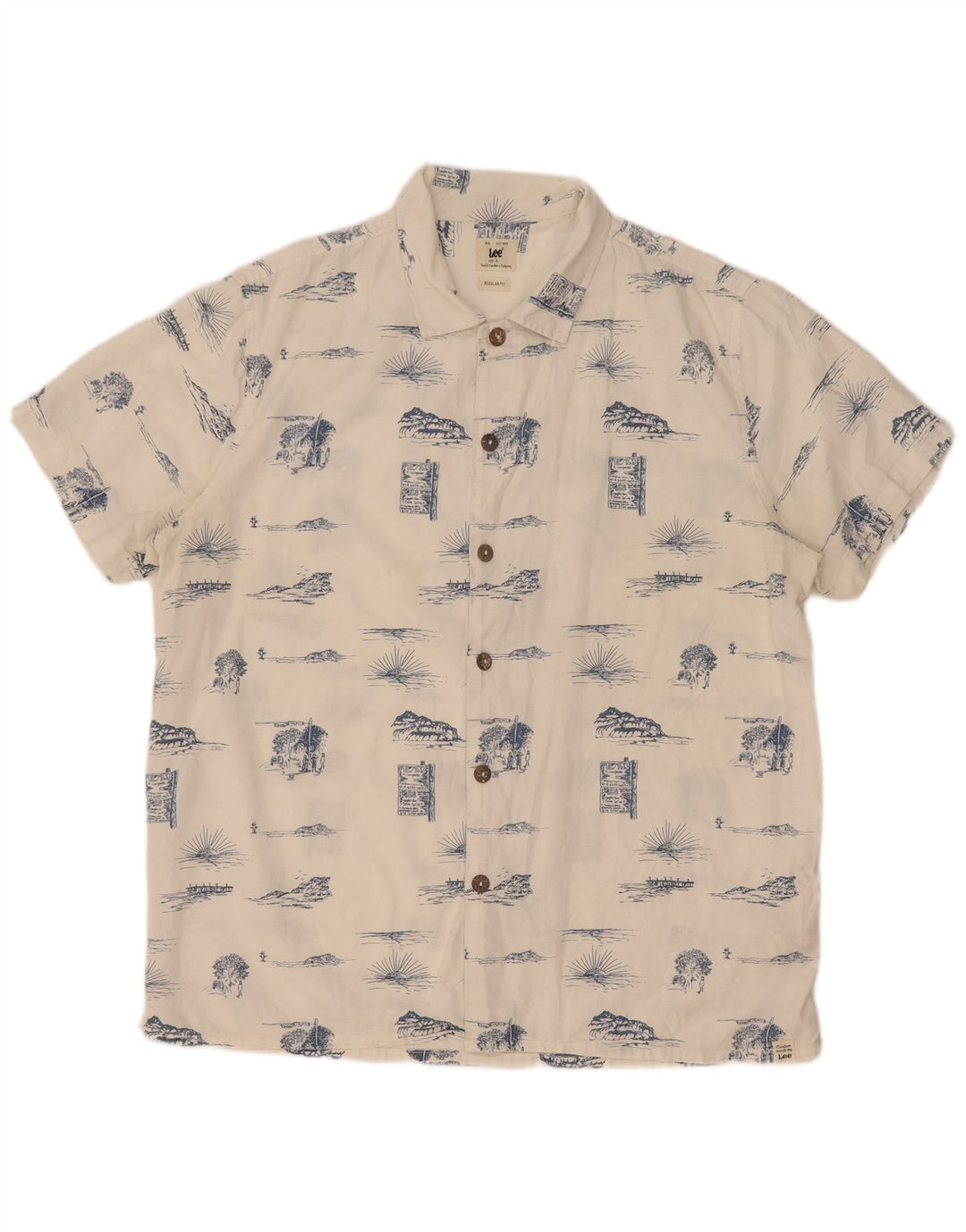 Lee Chemise coupe régulière à motif abstrait pour hommes, grand coton blanc