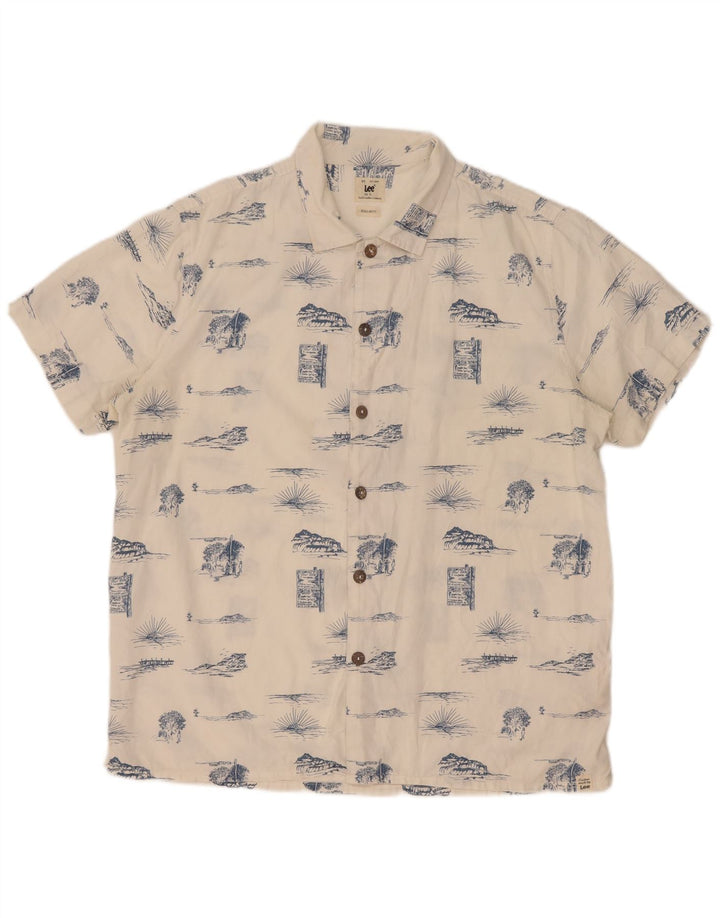 Lee Chemise coupe régulière à motif abstrait pour hommes, grand coton blanc