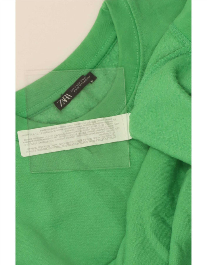 Zara Womens Crop Oversize Sweatshirt Jumper UK 10 Petit Vert Polyester