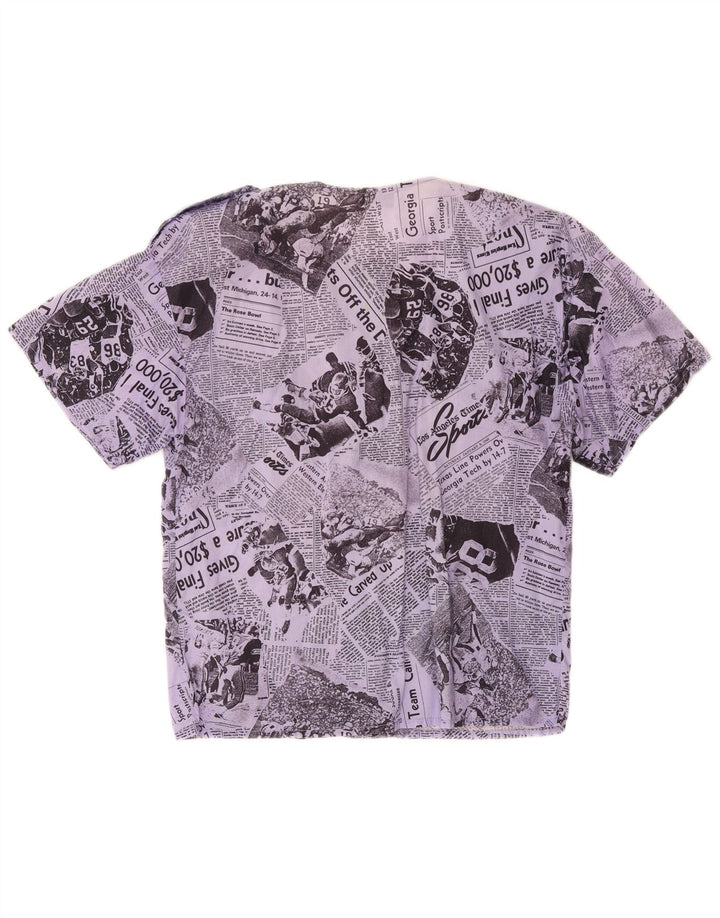 vintage Femme Graphique Chemise À Manches Courtes Blouse IT 46 Grand Lilas