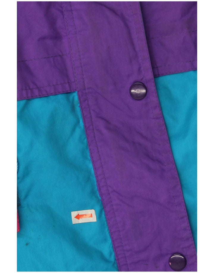 Veste de pluie surdimensionnée à capuche femme vintage UK 14 Colorblock bleu moyen