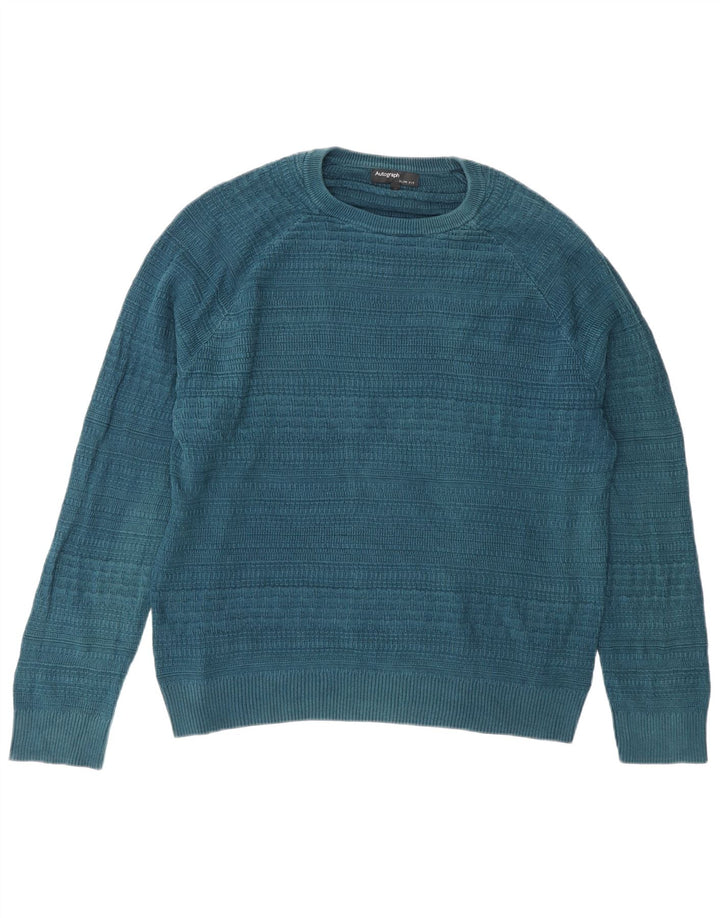 Marks & Spencer Pull à col rond coupe ajustée pour homme Bleu Taille L