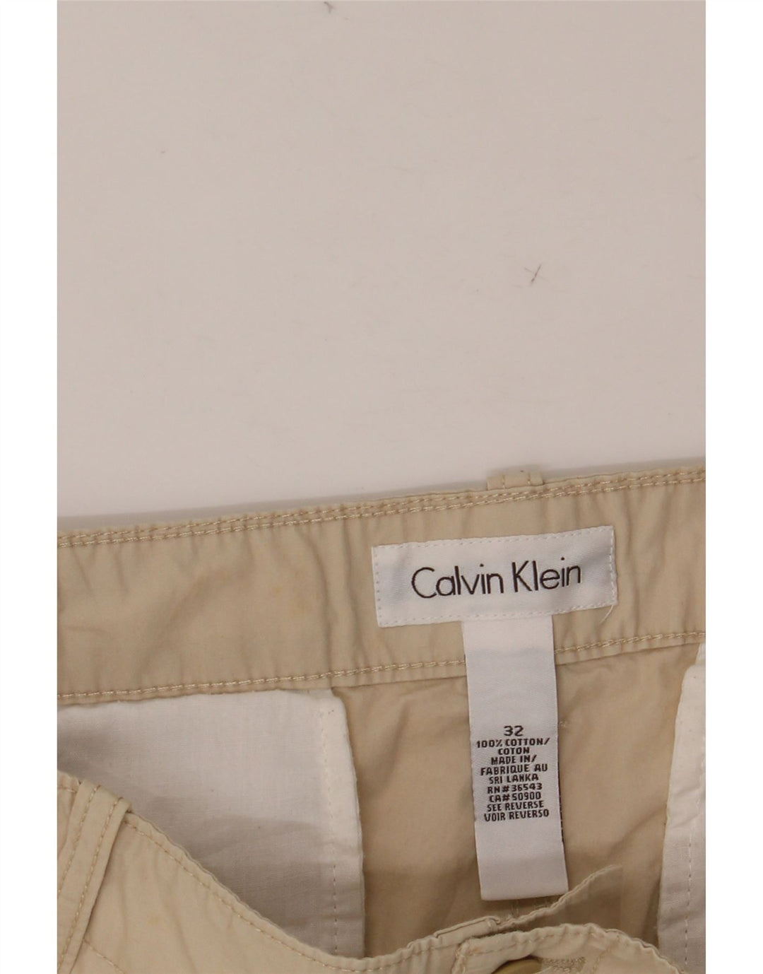 CALVIN KLEIN Short Chino Homme W32 Coton Beige Moyen