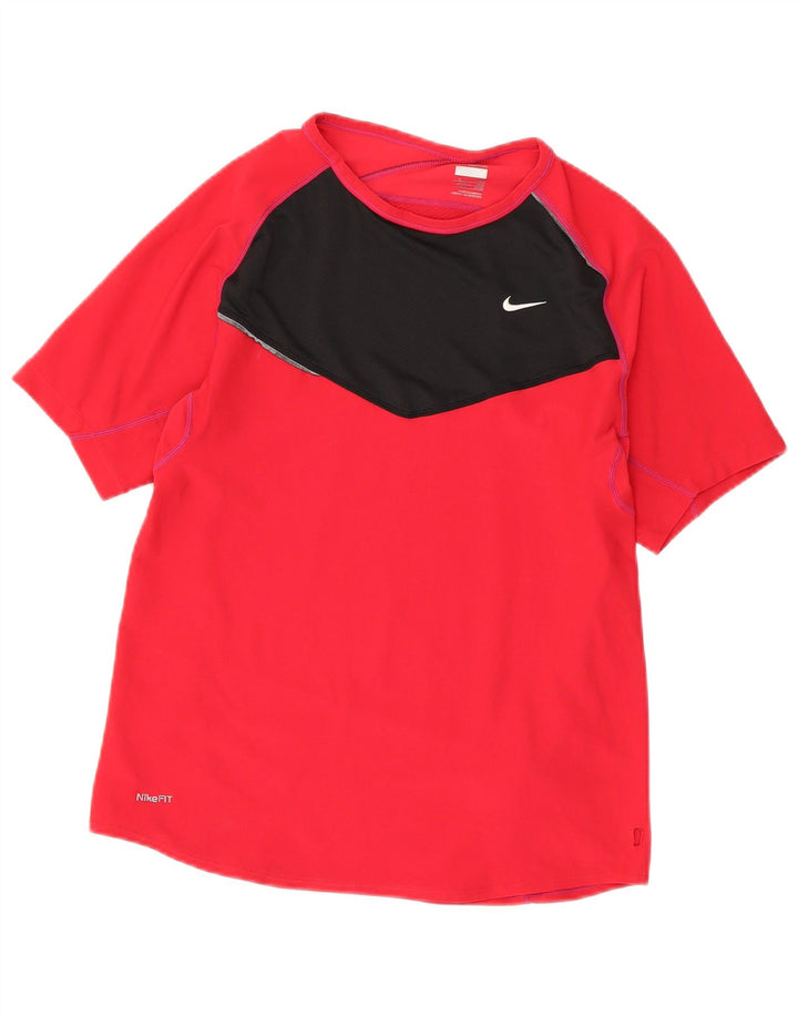 Nike T-Shirt Homme UK 39/41 Rouge Moyen Polyester Colorblock