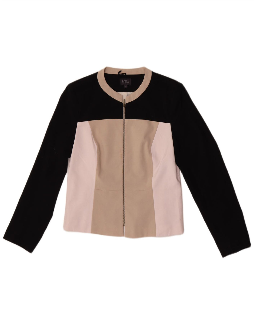 Marks & Spencer Veste Bomber Femme UK 12 Beige Moyen Colorblock