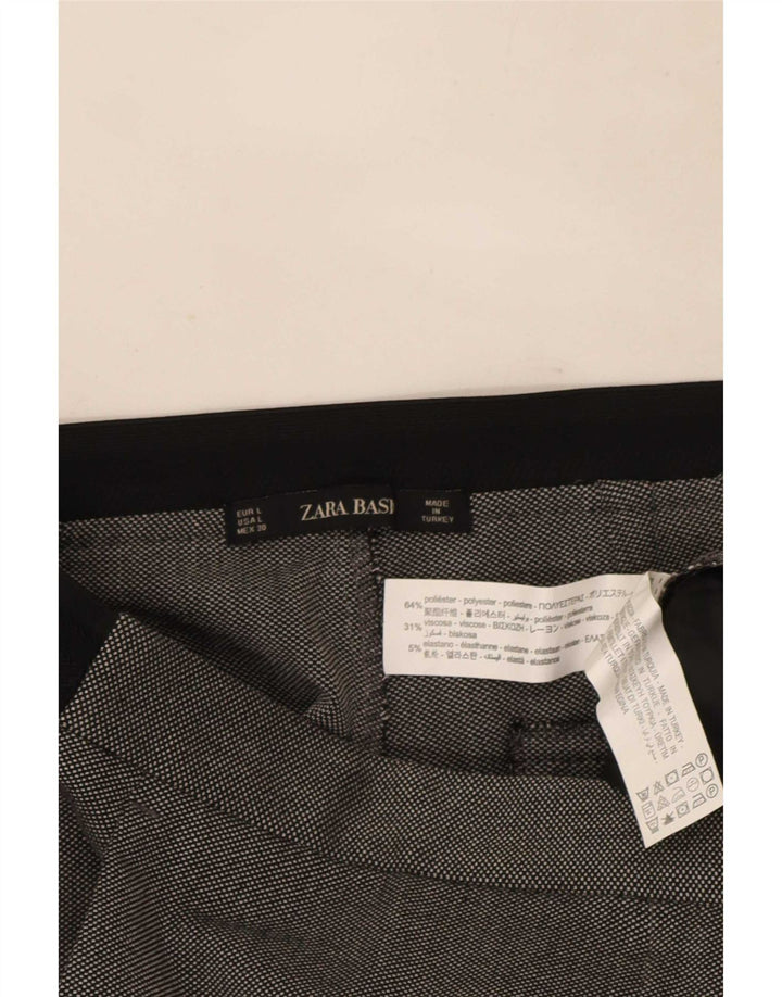 Zara Pantalon de costume slim pour femme Large W30 L28 Gris Colorblock Polyester