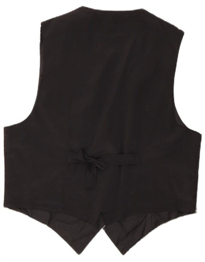 VINTAGE Gilet Femme UK 18 XL Noir Floral Polyester