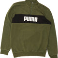 PUMA Mens Graphic Zip Neck Sweatshirt Jumper Medium Green Colourblock Vintage Puma and Second-Hand Puma from Messina Hembry 
