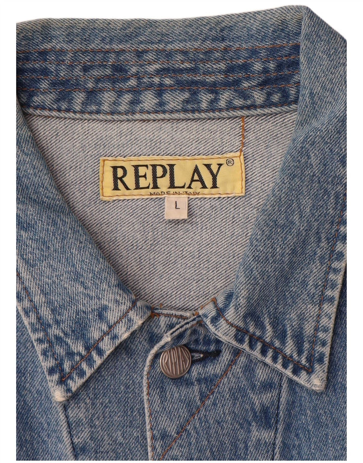 Replay Veste en jean pour homme UK 40 Large Bleu Coton