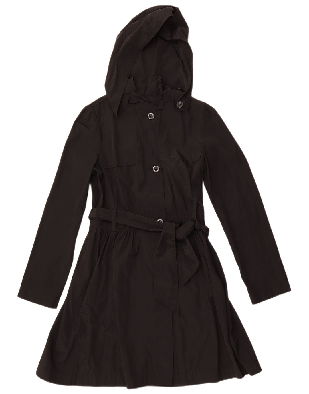 BENETTON Femme Trench à Capuche IT 42 Moyen Noir Polyester