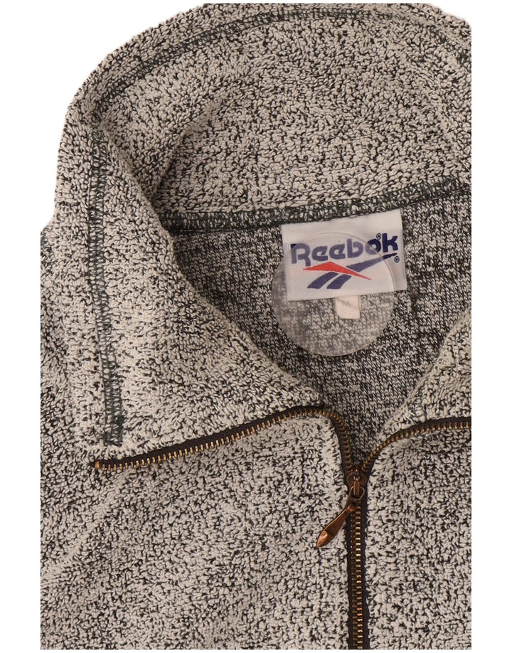 Reebok Haut à Manches Longues Zip Neck Homme Gris Moyen Moucheté
