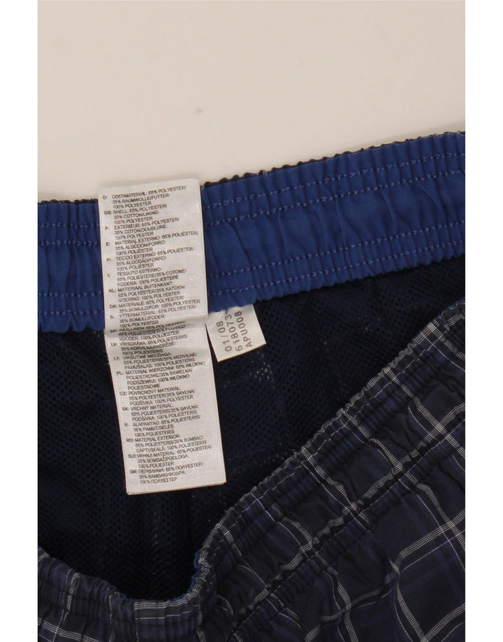 Adidas Short de bain pour homme en polyester à carreaux bleus
