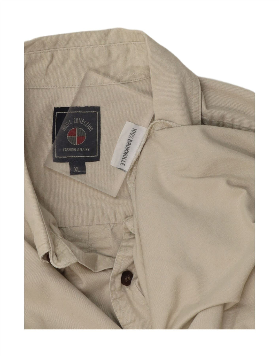 BASIC Mens Loose Fit Shirt XL Beige Cotton Vintage Basic and Second-Hand Basic from Messina Hembry 