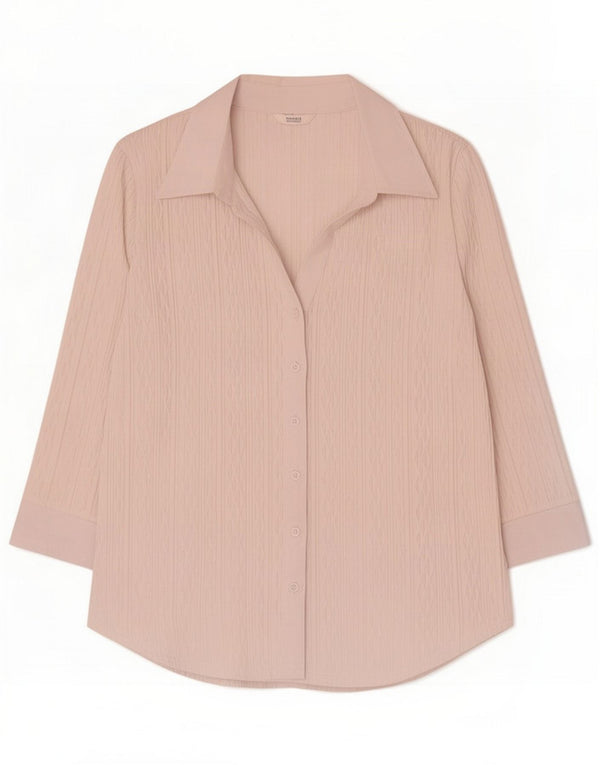 Marks & Spencer Chemisier à manches 3/4 pour femme UK 16 Large Blanc Géométrique
