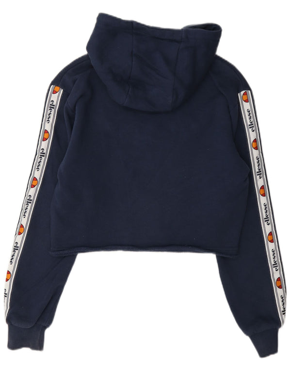 Ellesse Pull à capuche court graphique pour femme UK 8 Small Bleu marine Colourblock