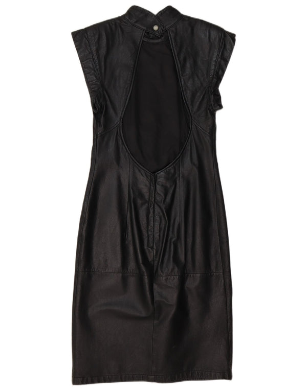 Jurgen Michaelsen Robe moulante en cuir pour femme UK 10 Small Noir