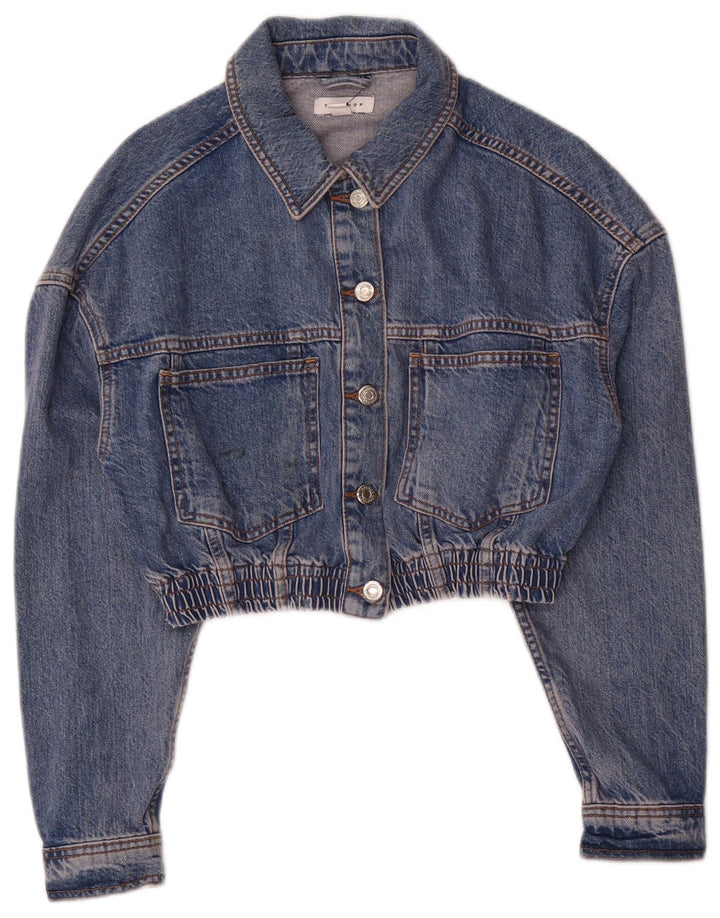 Topshop Veste en jean courte pour femme UK 8 Small Bleu