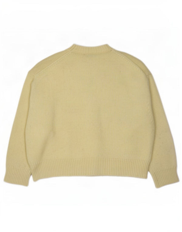 Zara Pull surdimensionné à col rond pour femme UK 14 Acrylique jaune moyen