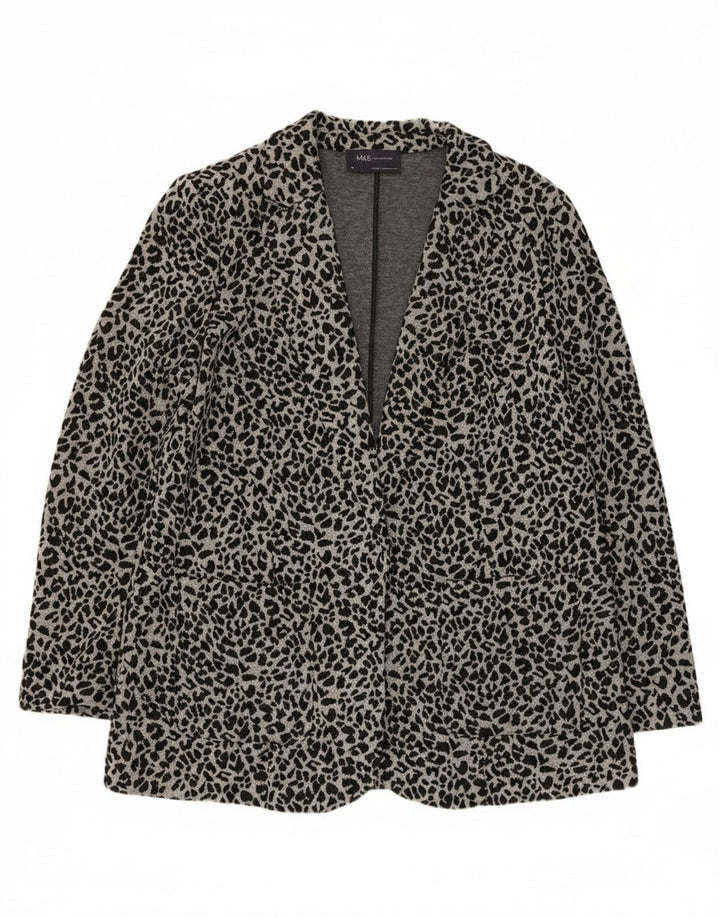 Marks & Spencer Veste blazer ouverte pour femme UK 44 Gris moyen imprimé animal