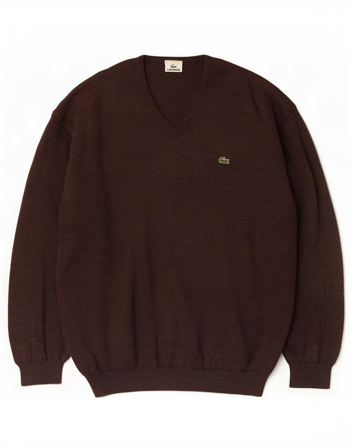 Lacoste Pull col V pour homme Taille 6 XL Marron